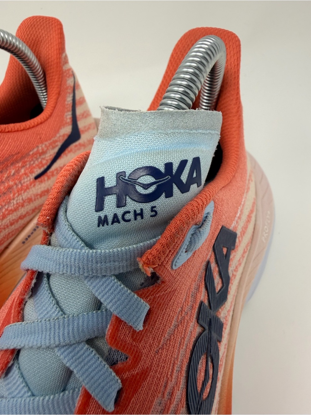 Women’s Hoka Coral and Light Blue Mach Running Shoes Sz. 8.5 - Picture 3 of 12